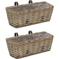 vidaXL gevlochten balkonplantenbakken 40 cm bruin 2 st.