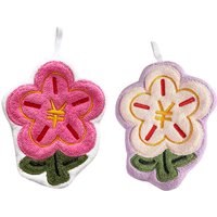 JORDAN&JUDY Hanging Absorbent Hand Towels,Wealth‑Flower Pattern,2‑Pack,Magenta+Pink,Cute Decor Towels for Kitchen & Bathroom