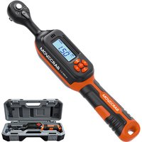 Movecrab Professionele digitale momentsleutel met 1/4" aandrijving, bereik van 1-20 Nm, nauwkeurigheid van ±2%, LED-display met weergave in Nm/in.lb/ft.lb/kg.cm, tril-, geluids- en lichtalarm (drievoudig alarm) voor auto-, motor- en fietsreparaties.