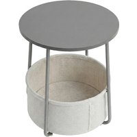 Ochama Side Table, Round End Table with Fabric Basket, for Living Room Bedroom, Bedside Table, Modern Style, Grey