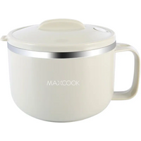Maxcook 304 Stainless Steel Ramen Bowl, With Lid, Can Hold Mobile Phones, 1.2L, Grey