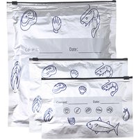 Maxcook 30 Pack Aluminum Foil Slider Food Storage Bags, 3 Sizes (20×13+5cm / 23×17+5cm / 26×29+7cm, 10 Pcs Each Size), Reusable Leakproof Freezer Zipper Pouches with Write-On Label Area, Light & Odor Block Insulated Bags for Seafood Meat Vegetable Fridge Freezer Storage MCPJ7720