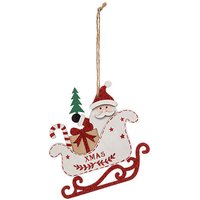 Feeric Houten Kerst Slede Ornament - Rood, 14 cm