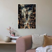 JU7CER Rainy Night Street View Diamond Art Set for Adults | Home Wall Decoration 30×40cm / 12×16 Inch (271)