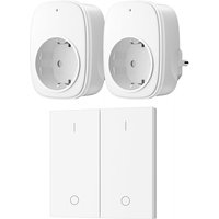 Dewenwils stopcontacten met afstandsbediening, 2 stopcontacten met 1 wandknop, Plug & Play, 30 m actieradius, vlambestendig, geen wifi nodig, met kinderbeveiliging, 3680 W, 16 A, wit