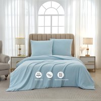 Meeallhome gewassen en geborstelde dekbedovertrekset 155x220cm / 80x80cm*2 meerblauw