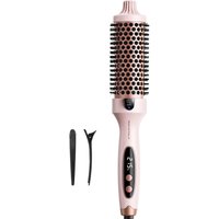 Wavytalk thermische haarborstel, ionische ronde verwarmde borstel voor extra volume, maakt het haar gladder en glanzender, eenvoudig in gebruik, niet voor het föhnen, 38 mm diameter, 5 temperatuurinstellingen, dubbel voltage, EU-stekker, roze