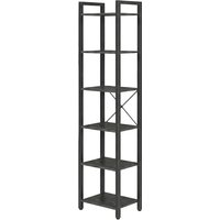 Ochama 6-Tier Tall Bookshelf, Narrow Bookcase with Steel Frame, Skinny Book Shelf for Living Room, Study, Black