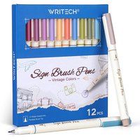 WRITECH Arts Sign Brush Pen 12 Assorted Vintage Colors