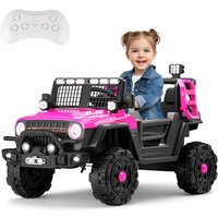 Neuleb 12V Kids Electric Vehicle Toy Ride On Car with Parent Remote Control for Toddlers, Seat Harness, 66 lbs Weight Capacity, Locking Doors, Spring Suspension, Bluetooth - Pink
