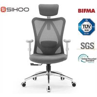 Sihoo M18 Ergonomic Office Chair, Computer Desk Chair with Adjustable Headrest and Lumbar Support, High Back Executive Swivel Chair for Home Office (Grey)