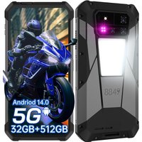Unihertz Tank 4 Pro 720P robuuste smartphone met beamer, AMOLED-scherm (6,73 inch), 512 GB opslag, Android 14, 5G, 32 GB RAM, 11600 mAh (120 W), campinglamp 1200 lm, GPS, OTG