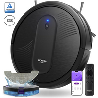 monsga MR1 robotstofzuiger, 3000 Pa krachtige zuigkracht, 3,2 inch superdun, 140 min gebruiksduur, robotstofzuiger voor harde vloeren/laagpolig tapijt/dierenhaar, afstandsbediening/app/spraakbediening, geplande reiniging