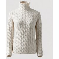 100% Cashmere Wool Mock Neck Sweater for Women - White Autumn Winter Knitwear White L