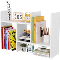Senhoglb Freestanding Wood Small Desk Shelves Adjustable,White