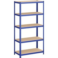Ochama 5-Tier Shelving Unit, Steel Shelving Unit for Storage, Tool-Free Assembly, for Garage, Shed, Load Capacity 600 kg, 50 x 100 x 200 cm, Blue