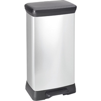Curver Decobin afvalemmer - 50 liter - 39 x 29 x 72 cm - zilver metallic - premium opbergoplossing, duurzaam kunststof, moderne huisorganisatie