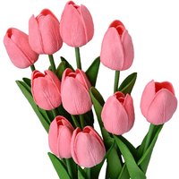 Wei's Moment 7Pcs Artificial Tulips Flowers Fake Flowers Latex Tulips Real Touch for Party Home Wedding Decoration and DIY Decor, Multicolor Pink