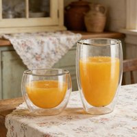 Ju7cer Glass Cups Tea Glasses Drinking Glasses Coffee Glass Straw2 220ml+350ml 2pcs