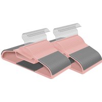 Ochama Set of 50 Clothes Hangers, Slim Plastic Hangers with 360° Swivel Rust-Proof Hook and U-Shaped Opening for Easy T-Shirt Removal, 41.5x23.5x0.6cm Lightweight Space-Saving Size, Ideal for Shirts, Tops, Blouses, Scarves, Wardrobe, Closet, Pink and Gray Mix
