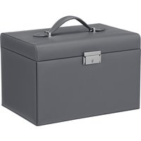 Ochama Jewellery Box, Jewellery Organiser with 2 Drawers, Lockable Jewellery Case with Mirror, Portable Travel Case, for Rings, Bracelets, Earrings, Necklaces, Velvet Lining, Gift, Grey