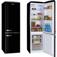 Amica FKR29653B/1 Retro 181cm Tall 70/30 Fridge Freezer, Black, E Rated