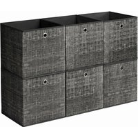 JOYFURNOS Set of 6 Non-Woven Fabric Organiser Boxes with Handle, Storage Boxes, for Cube Shelf, Rustic Brown and Black