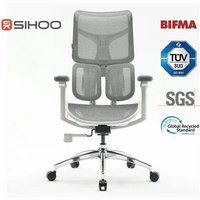 SIHOO Doro S100 Ergonomic Office Chair, Dual Dynamic Lumbar Support, 5-Position Backrest Adjustment, 4D Coordinated Armrests, 135° Recline, Home Office Chair, White