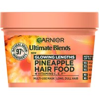 Garnier Ultimate Blends Pineapple Hair Food Multi-Use Mask, Glowing Lengths for Fine Hair, Up to 2X Less Split Ends, Boosted with Vitamins C, E, F, 300ml, Made of 97% Natural Origin Ingredient, No Silicone, No Artificial Colorants, Cruelty Free, Vegan
