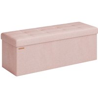 Ochama Storage Ottoman Bench, 38 x 110 x 38 cm, End of Bed Bench, Storage Chest, for Living Room, Bedroom, Entryway, Pink