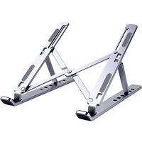 JORDAN&JUDY 18-Inch Silver Aluminum Laptop Stand, Adjustable Height, Lightweight & Portable