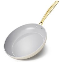 Sanho 26cm Non Stick Frying Pan, Diamond-Titanium Ceramic, PFAS Free, Stay-Cool Handle, Oven & Dishwasher Safe, Induction Compatible, Beige White
