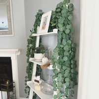 2Pcs 5.9ft/1.8m Artificial Greenery Garland Spring Faux Eucalyptus Leaves Table Vines for Wedding Backdrop Fireplace Arch Door Wall Room Decor