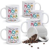 Alphynix 1pc,Mom Coffee Mug, I Have Two Titles Mom And Nana Mug, I Rock Them Both Cup, Gift For Women Flower Decoration Tea Cup For Mother's Day, Grandma Great Gift Idea On Birthday