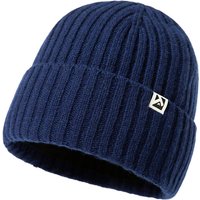 TOP-EX 100% Merino Wool Beanie Fleece Lined Hat Watch Cap for Cold Weather Winter Warm M/L Navy