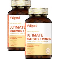 Wellgard Vegan Multivitamins & Minerals Ultimate Daily Wellness Support Formula Tablets - 90 Tablets (2 Packs)