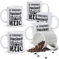 Alphynix 1pc 11oz White Mug with "MY FAVORITE COWORKER gave ME THIS MUG" Office Humor Quote, Playful Desk Gift for Christmas or Thanksgiving