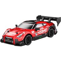 1:24 GTR Style 4WD RC Drift Race Car 2.4G Proportional Remote Control Sport Vehicle, Dual Swap Drift & Racing Tires Shock Absorbing Chassis, Indoor Hobby Toy Gift for Teens Kids Ages 8+ One piece in red.