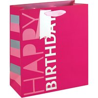 Pink Happy Birthday Gift Bag Medium 21.5 (W) x 25.3 (L) x 10.2cm (D)
