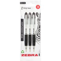 Zebra Z-Grip Max Retractable Ballpoint Pen Pack of 3 - Black