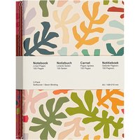 Jubiluu A5 Softcover 3-Pack Stitch Notebook - 50 Sheets (80g offset paper) - Classic Cream Ruled Journal for School, Office, Journaling, or Everyday Note-Taking-Coral Leaves