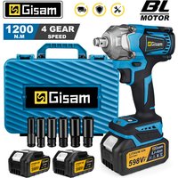 Gisam 1200 Nm draadloze koppel-slagschroevendraaier, 1/2-inch, geschikt voor Makita 18V-accu, Pinv