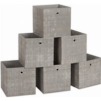 Ochama Pampas Grey Storage Cubes – Set of 6 Foldable Non-Woven Fabric Boxes with Handles, 30 x 30 x 30 cm, Fit Cube Shelving Units – Ideal for Clothes & Shelf Organisation