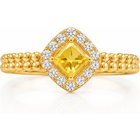 Verbex gouden ring met zirkonia, suikerklontje, open ring, verstelbare ring, geschikt voor alle seizoenen.