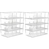 JORDAN&JUDY Compartment Storage Box, PET Material, Transparent, Desktop Organizer for Snacks, Coffee, Tea Bags, 26.5*15.3*8.9cm, 8-Pack