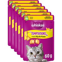 Whiskas Temptations Kattensnacks Kip & Kaassmaak 6x60 g