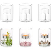 Hurricane Glass Candle Holder - 3 Pcs Clear Tealight Candle Holders Creative Candle Stand for Table Centerpiece Christmas Party Dining Festive Table Home Decor Living Room Decoration