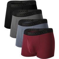 BAMBOO COOL Mens Trunks Underwear Performance Breathable Mesh Fly Zone Moisture-Wicking L (4 Pack)