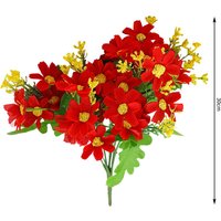 Wei's moment 6 bundels kunstmatige planten voor balkon en binnen, plastic bloemendecoratie, imitatiekunststof, uv-bestendige bloemen voor graven en tuin, felrood