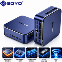 SOYO S5Air Mini PC, AMD Ryzen 5 7535HS Mini PC Windows 11 Pro (6 Cores 12 Threads, up to 4.55 GHz) 16GB LPDDR5 512GB NVME SSD Mini Computer | AMD Radeon 660M | BT5.2 | Wi-Fi 6E | 8K